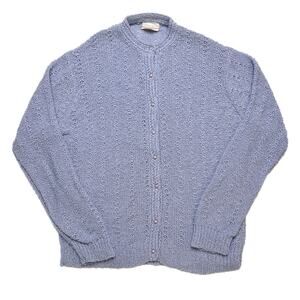 Compositions Vintage Crochet Knit Sweater Cardigan Periwinkle Women's 44 Preppy